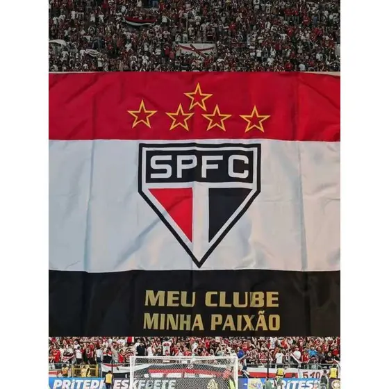 Bandeira São Paulo FC 1,50x1,00 Grande Torcida Decorativa Tecido Poliéster