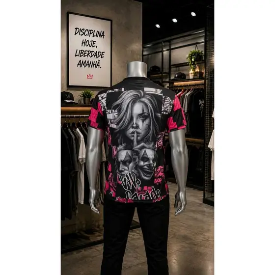 Camiseta Streetwear Xadrez Mandrake Maloka Estilo Quebrada Masculina Atitude Casual