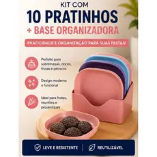 Kit 10 Pratinhos + Base organizadora
