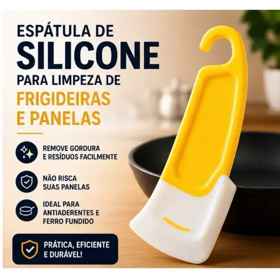 Espátula de Silicone para Limpeza de Frigideiras e Panelas