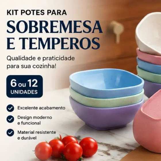 Kit com Potes para Sobremesa/Tempero de Alta Qualidade