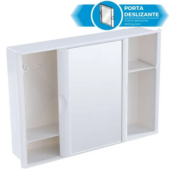 Armário Plástico Versátil com Porta de Correr Branco Astra