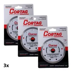 Kit 3x Disco de Corte Diamantado Turbo Para Porcelanato 110mm - Cortag