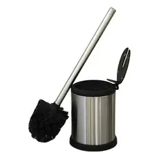 Escova Sanitaria Banheiro Aço Inox Vassoura Limpeza Vaso Sanitario Privada Com Cesto