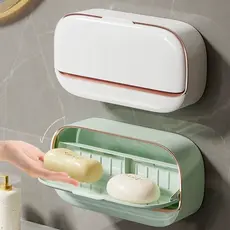 Saboneteira de Parede com Bandeja de Drenagem,Mantém o Sabonete Seco,Suporte de Sabão Com 2 Modelos