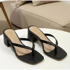 Sandália Salto 4Cm Sanf Feminina Tamanco Bloco Casual Salto médio Baixo Tamanco Salto Grosso
