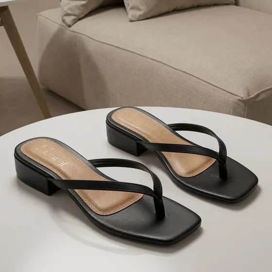 Sandália Tamanco Sanf Feminino Salto Baixo 2 Cm Confortável Macio Casual Básico Elegante Moda Verão