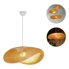 Lustre Luminária Pendente Orgânico Fibra Bambu Boho Chic E37