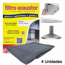 Jogo 4 Filtros Exaustor Depurador Coifa Manta Tamanho Universal Lavável