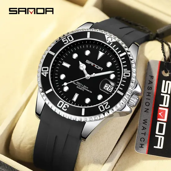 SANDA 7018 Relógios Top Marca De Luxo À Prova D'água Silicone Relógio De Quartzo Homens Relogio Masculino Venda Quente Q