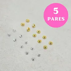 Kit 5 Pares Tarraxa Baby Criança Delicada Banhado Ouro 18k Anti Alérgico
