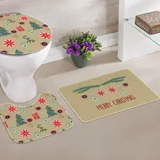 Jogo Tapetes de Natal para Banheiro 3 Peças Feliz Natal