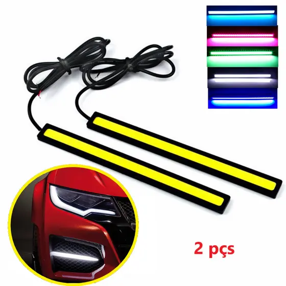 1 par Farol Auxiliar Barra Led DRL Longa 17cm Luz Diurna Super Branca 6000k