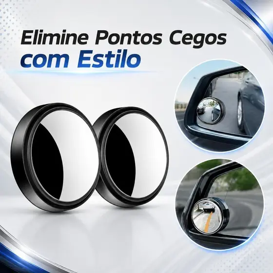 1 par - Espelho Retrovisor Carro Moto Convexo Fixo Móvel Auxiliar Externo Pontos Cegos 5cm Universal