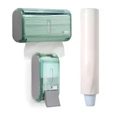 Dispenser Toalheiro + Saboneteira Urban Verde + Dispenser Copo Água Clean Executiva - Premisse