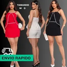 Short Saia com Cropped Alcinha Conjunto Feminino Luxo Festa Noite Reveillon
