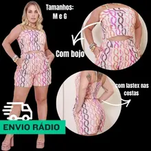 Conjunto Feminino Verão Lançamento Conjunto Short e Top com alça regulável e Bojo