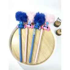Kit de 4/8/12 Peças Caneta de gel fofa e divertida com Stitch de Pompom , de ponta fina 0,5mm