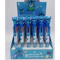 Kit de 6/12 Peças Caneta Esferográfica de 6 Cores com Desenho Stitch 6 Cores Multicolor Presente De Papelaria