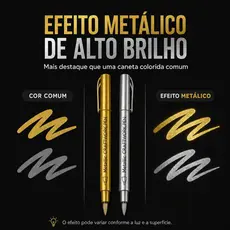 Kit Canetas Metálicas Dourada e Prateada Ponta Fina 1,5 mm para Artesanato