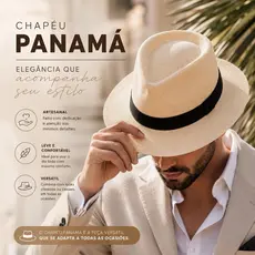 Chapéu Masculino Panamá Malandrinho Palha Shantung Verão Casual Praia Tropical Unissex