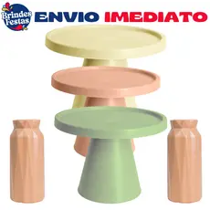 Kit Festa - 3 Boleira Cone 28cm + 2 Vaso Glam - Decoração - Festa - Lançamento Novo