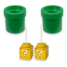 Kit Mario Bros - 2 Copos C Canudo + 2 Baldes Pipoca Novo