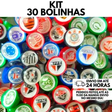 Kit 30 Bolinhas 27mm Pula Pula Times de Futebol Brasileiro Festa Brinquedo Infantil