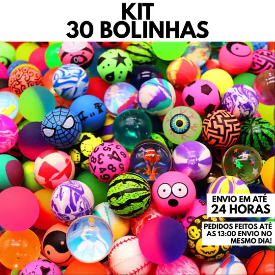 Kit 30 Bolinhas 27mm Pula Pula Multicoloridas Festa Brinquedo Infantil