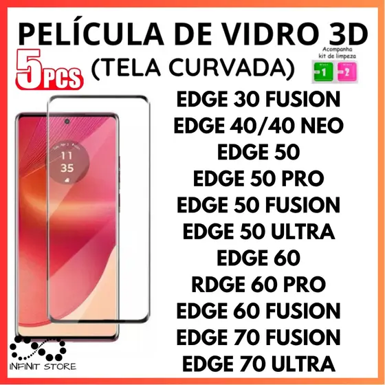 Película De Vidro 3D Temperado Para Motorola EDGE 30/EDGE 40/40NEO/EDGE 50/EDGE 60/EDGE 70 FUSION ULTRA