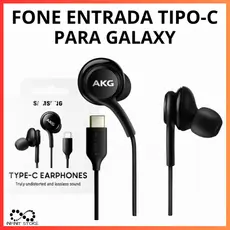 Fone De Ouvido Com Fio Tipo C AKG Com Microfone E Borrachas De Substituição Para Galaxy S20 FE S21 S22 S23 S24 S25
