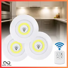 Kit 3 Lâmpadas Luminária De Led Spot Sem Fio Controle Remoto Cor Branco Pilha AAA
