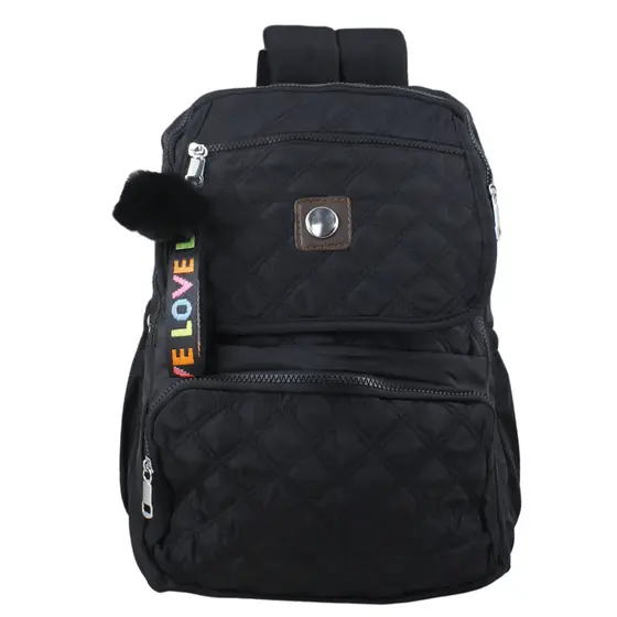 Mochila Costas Escolar Love Feminina Juvenil Com Zíper Trabalho Com Pompom Reforçada Bolso Notebook