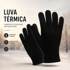 Luva Térmica Inverno Frio Unissex Preta Confortável Macia Proteção Térmica Para Dia a Dia Moto
