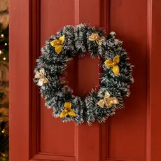 Guirlanda Natalina Luxo Verde Nevada Dourada Enfeite Porta Parede Decoração Casa Natal Promoção