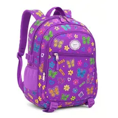 Mochila Juvenil Escolar Faculdade Grande Reforçada Meninas Borboleta Alça Acolchoadas