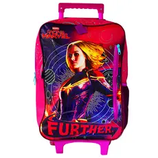 Mochila Escolar de Rodinhas Mulher Capitã Marvel Meninas Vingadores Further