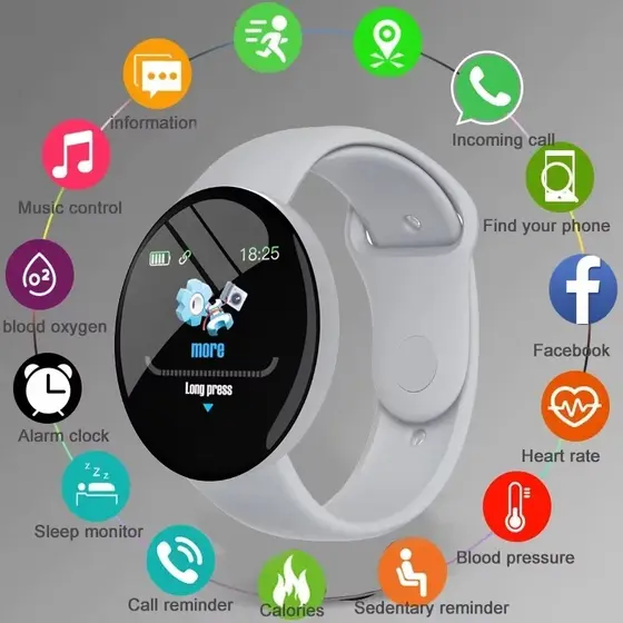 Smartwatch Tela Colorida Circular Vários Modos Esportivos Lembrete De Informações De Chamada Foto Tirando Música Pulseir