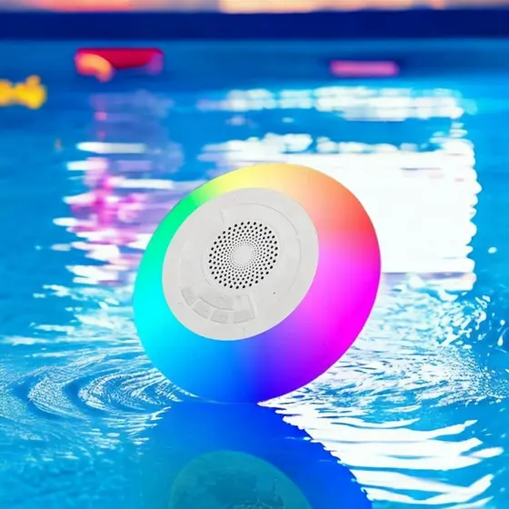 Alto-Falante Flutuante Para Piscina Com Luzes Coloridas , Sem Fio IPX7 À Prova D'água Chuveiro Ao Ar Livre E Praia