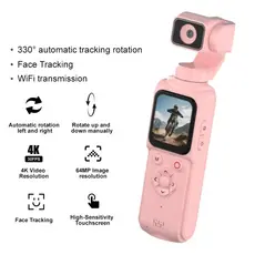 Câmera De Bolso 4K Filmadora Estabilizada Portátil 64MP 330 ° Rotação De Rastreamento Automático Tela Sensível Ao Toque
