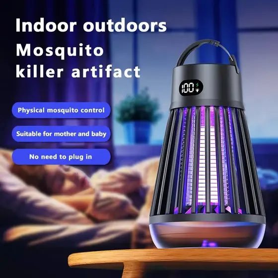 Lâmpada Elétrica mosquito Carregamento USB Dois-Em-Um Portátil Mosquitos Doméstico Ao Ar Livre Choque Elétrico Assassino