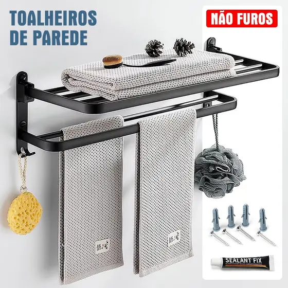 Suporte Para Banheiro Organizador De Banheiro Toalheiro Porta Toalha Inox 70cm Retrátil 90 °