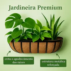 Vaso Jardineira 60cm Luxo Premium Floreira Grande de Parede Fibra De Coco