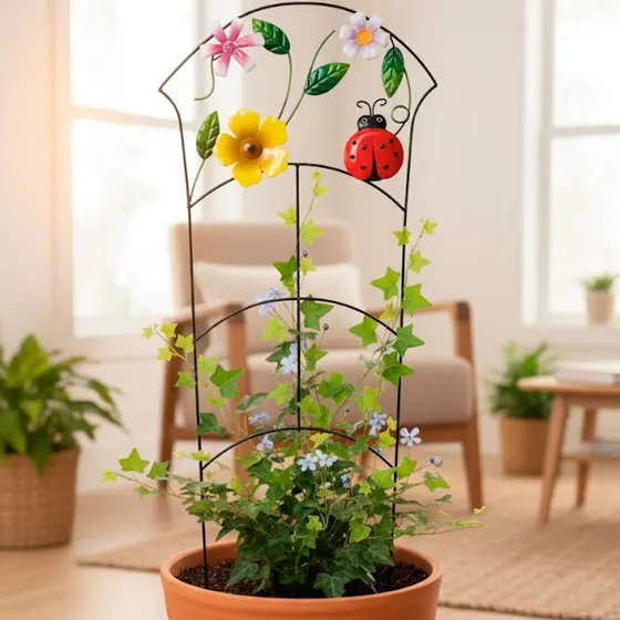 Treliça Decorativa Ferro Hera e Jiboia Suporte Plantas Trepadeiras Vasos