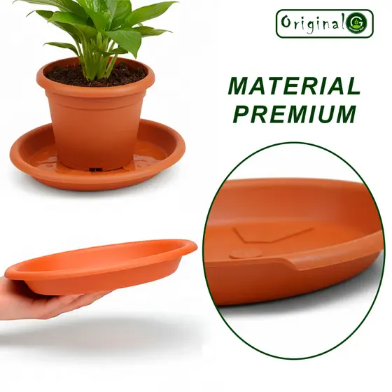 Prato Redondo Vaso Planta Coletor Água Grande Pequeno Resistente Kit 3 Peças