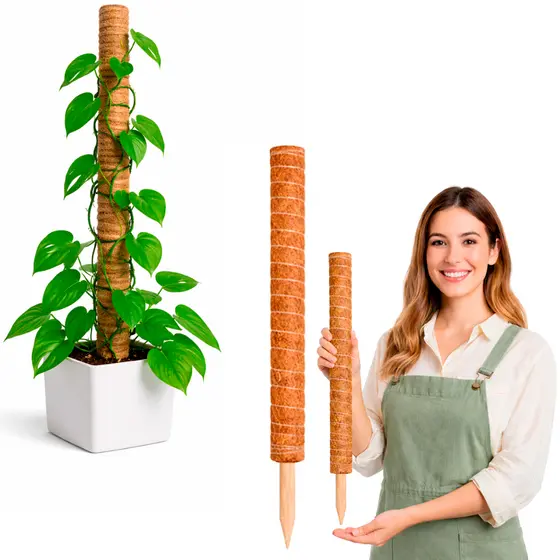 Tutor de Fibra de Coco 60cm para Plantas Trepadeiras Suporte para Jiboia Monstera Filodendro Tutor Natural para Vasos