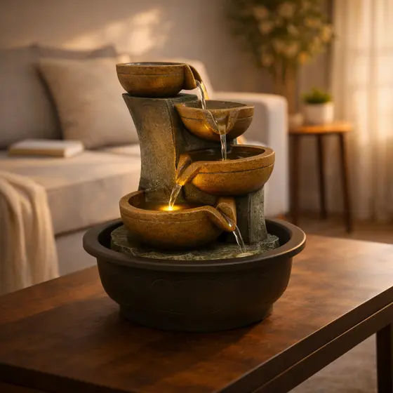 Fonte Decorativa LED  bomba Relaxante Meditação Zen Cascata Água ornamental Sala Escritório110/220