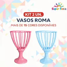 KIT COM 2 UNIDADES VASOS ROMA  PARA DECORAÇÃO - FLORES - DIVERSAS CORES