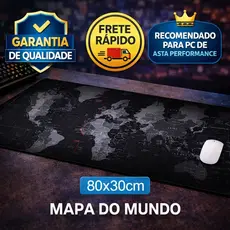 Mouse Pad Gamer Grande 80x30cm Mapa Mundi Camuflado Borda Costurada Antiderrapante