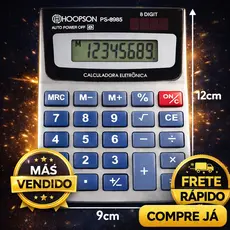 Calculadora Eletrônica 8 Dígitos Visor Grande Teclas Macias Bateria Escritório Estudantil